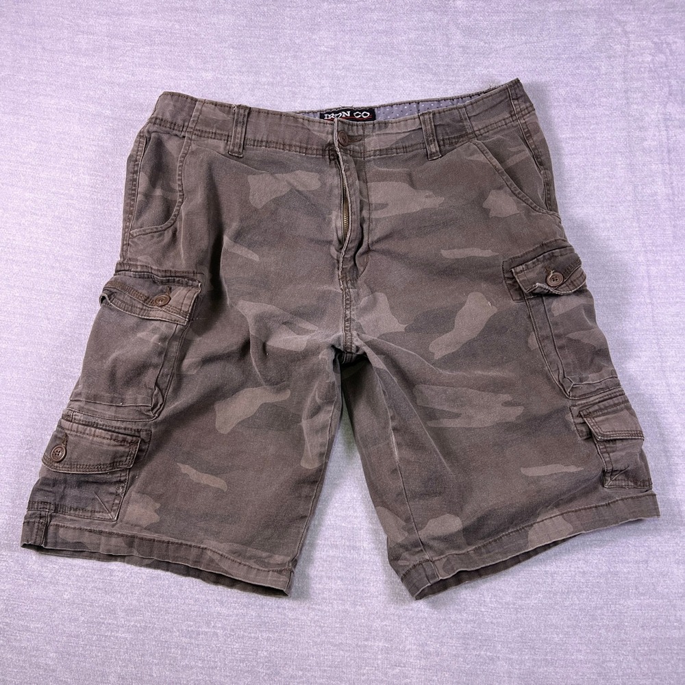 Iron Co Cargo Camo Mid Rise Cargo Shorts Mens 36 Brown Cotton Blend